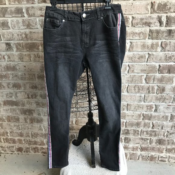 Denim & Rivets Girls Black Jeans Stripes on sides - Picture 7 of 16